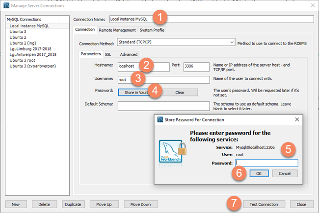 MySQL Workbench New Connection Dialog Box